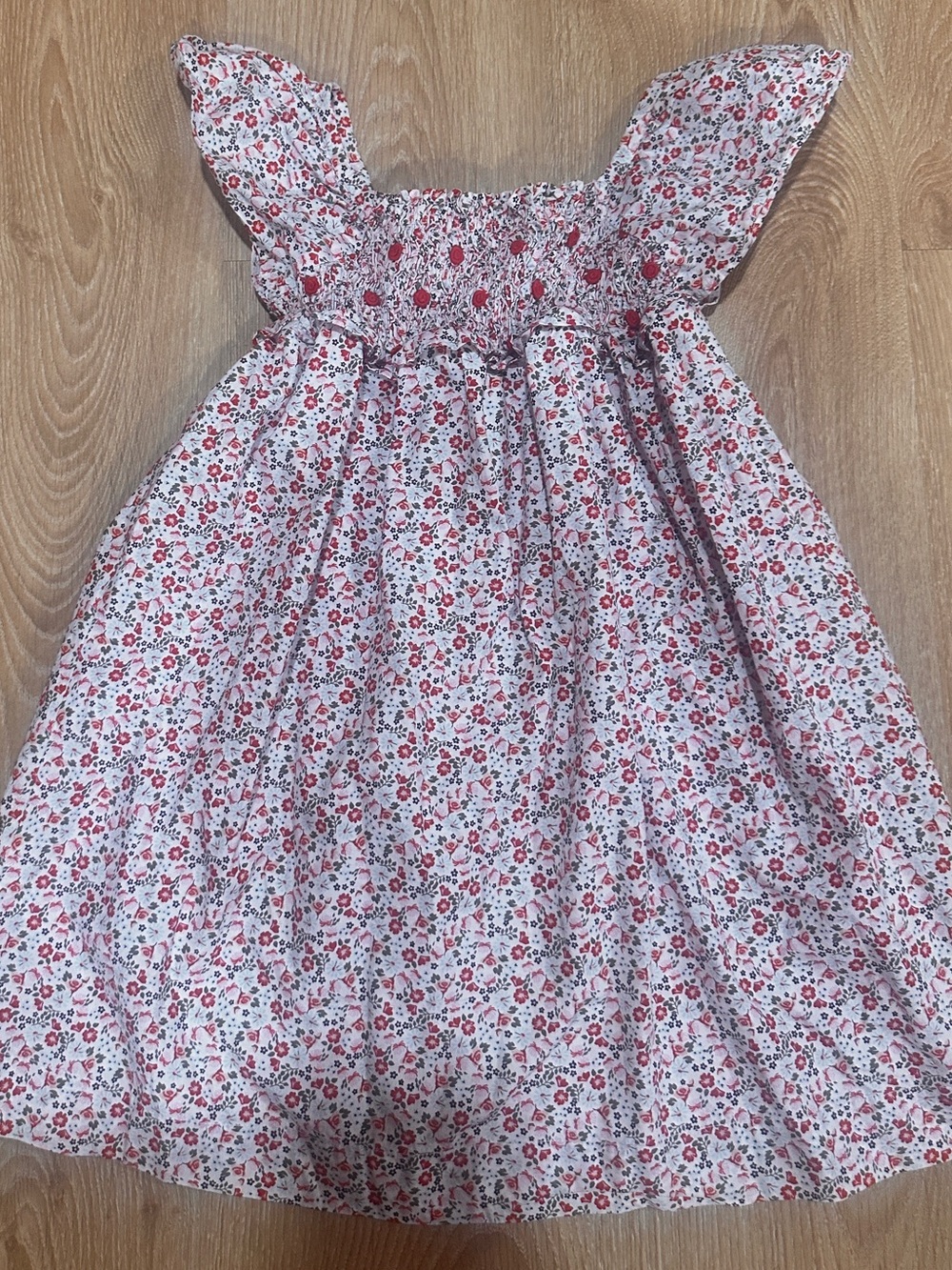 Nordstrom Girls Red and white Cotton Floral Sundress with Ruffled Straps size 5